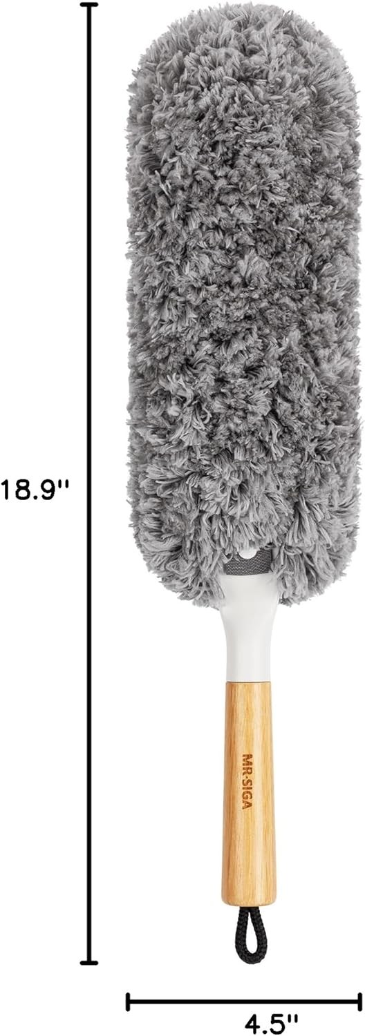 Microfiber Duster with Bamboo Handle, Washable Reusable Duster for Cleaning