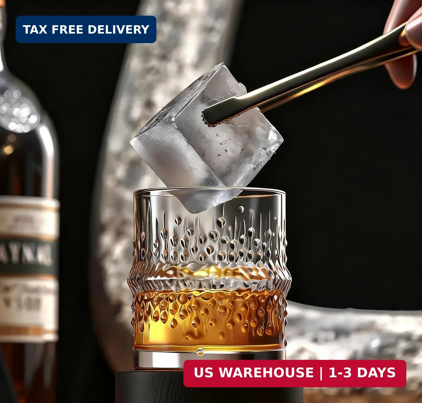 2-Pack Large Ice Cube Trays for Whiskey, Stackable & Easy-Release Silicone Squar