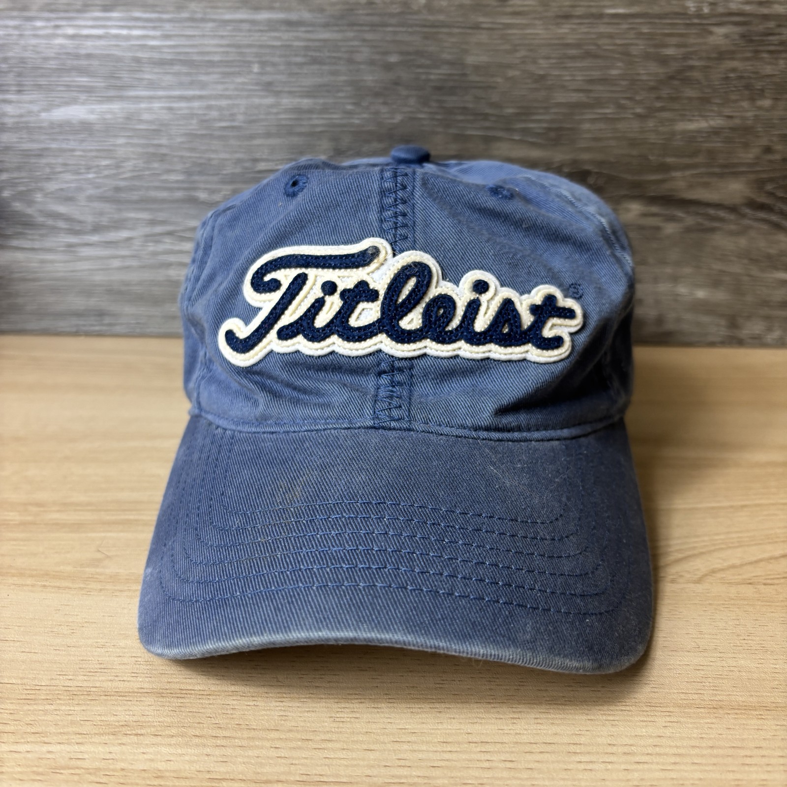 Titleist Hat Cap Strap Back Blue White Golf Mens Embroidered Script Cotton