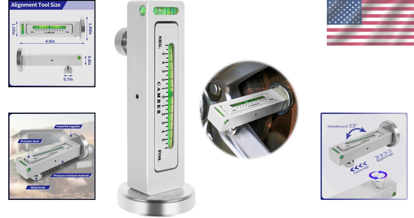 Adjustable Camber Gauge Tool for Accurate Wheel Alignment - Portable & Durable