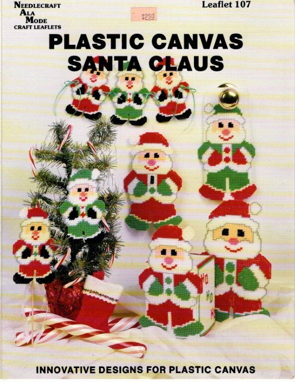 NEEDLECRAFT ALA MODE PLASTIC CANVAS SANTA CLAUS 5 DESIGNS