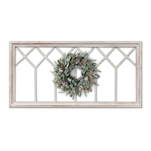 Rustic Wood Window Frame Wall Decor 40 x 20 inches, Hanging Washable Style 1