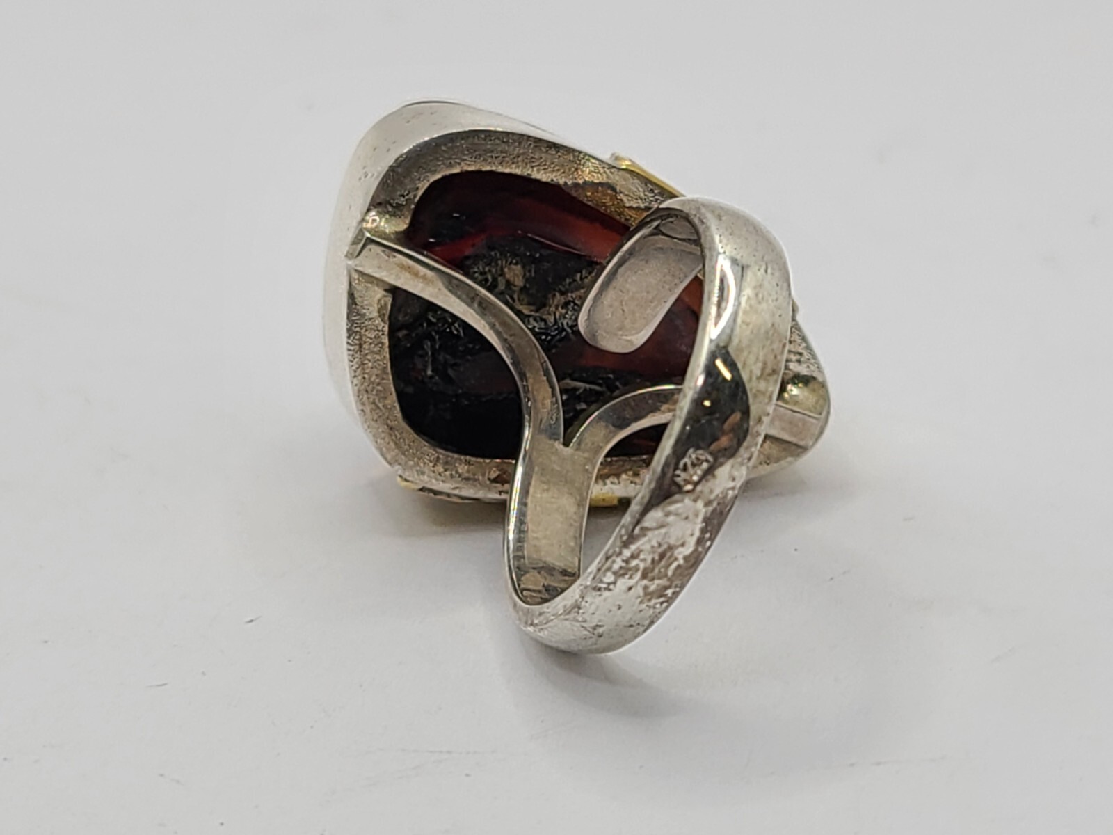 Dark Amber Statement Ring Handmade sz 9