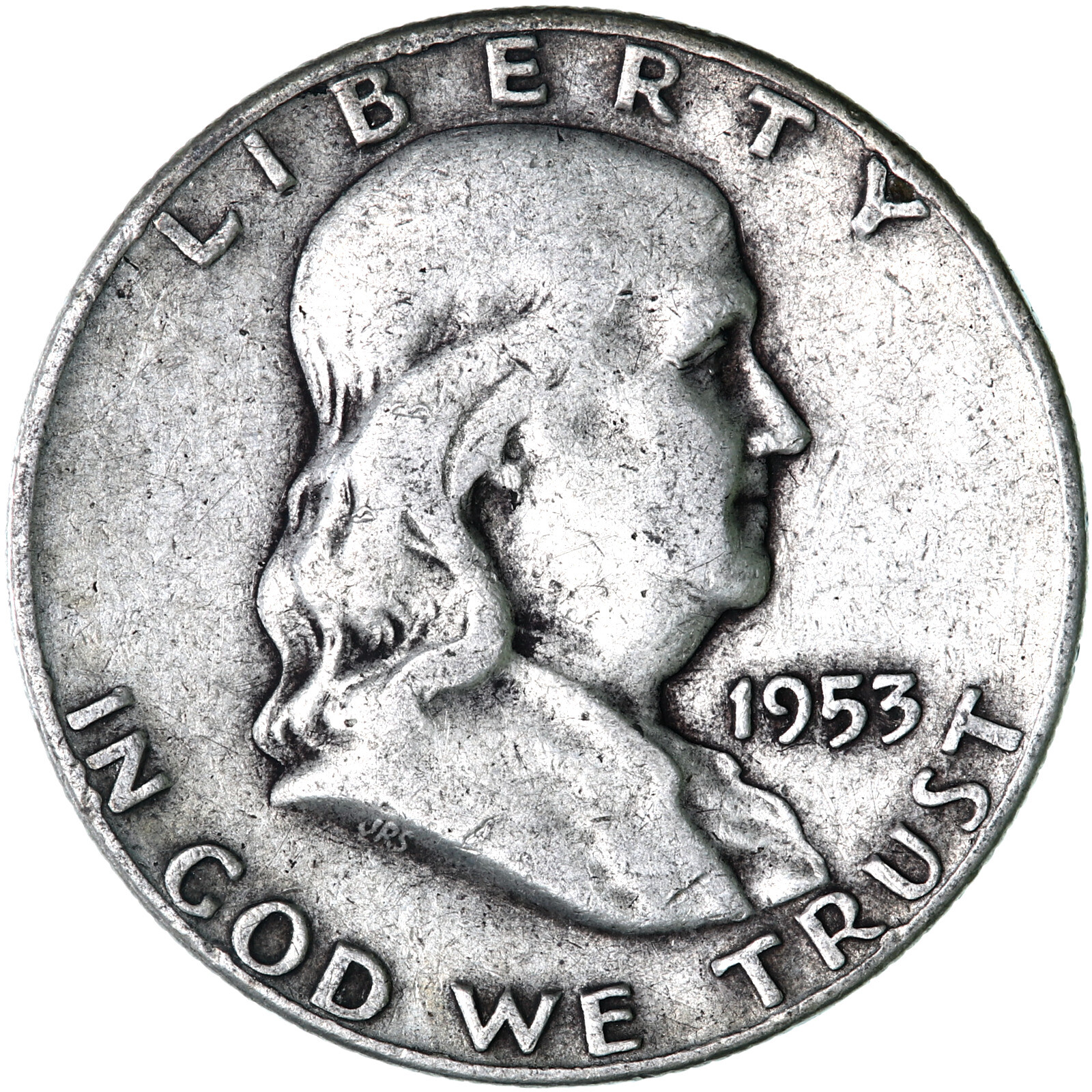 1953 D Franklin Half Dollar 90% Silver Fine FN