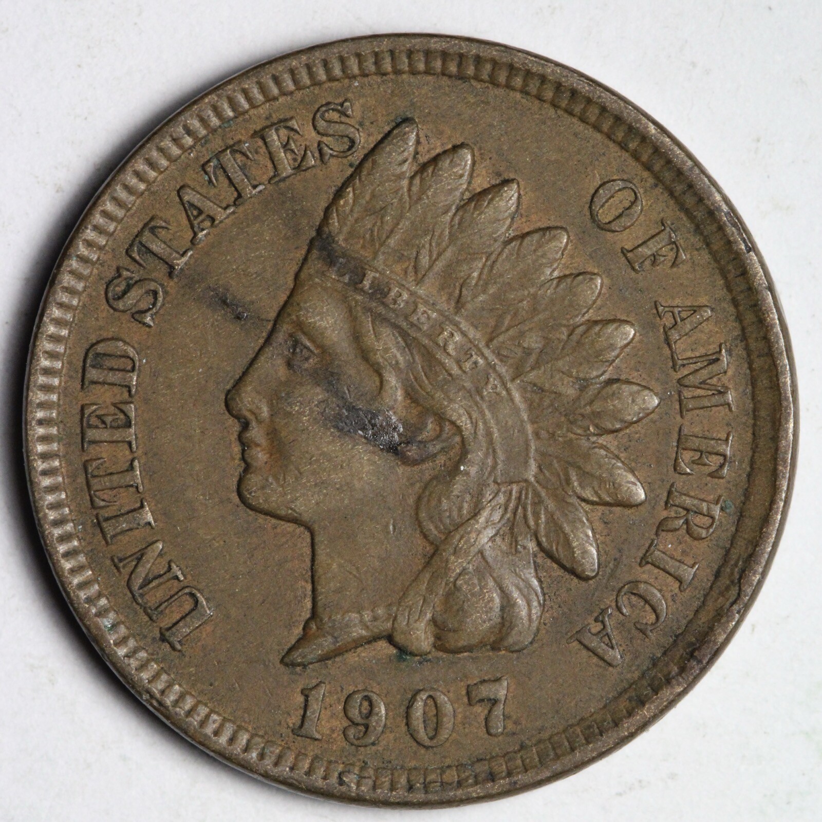 1907 Indian Head Cent Penny AU E201 T