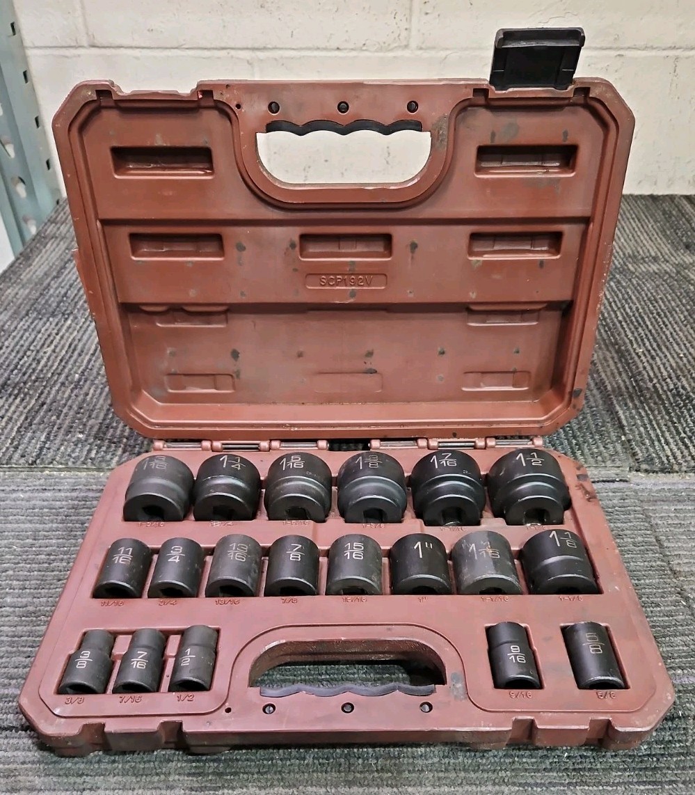 Matco Tools SCP192V 19pc 1/2" DRIVE SAE 12pt ADV Impact Socket Set (3/8"-1-1/2")