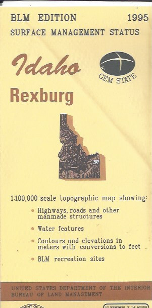 USGS 1:100,000 edition topographic map Rexburg Idaho