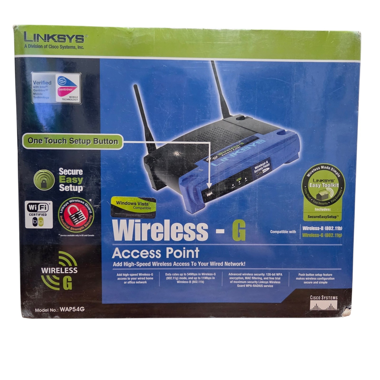 NEW SEALED - LINKSYS WIRELESS G ACCESS POINT WAP54G