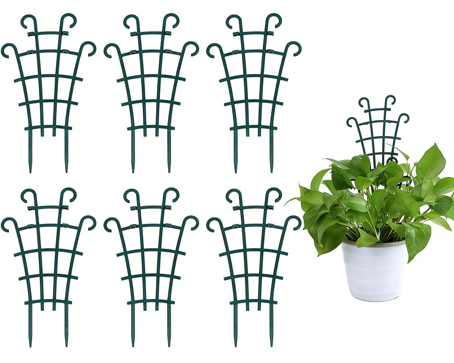 UWIOFF Indoor Small Trellis, 6Pcs Plant Trellis for Climbing Dark Green