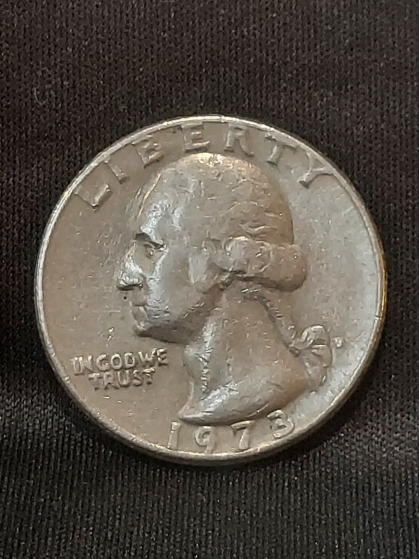 1973 D Washington Quarter Error - Filled "D" Mint Mark & "A" Letters ( Reverse)