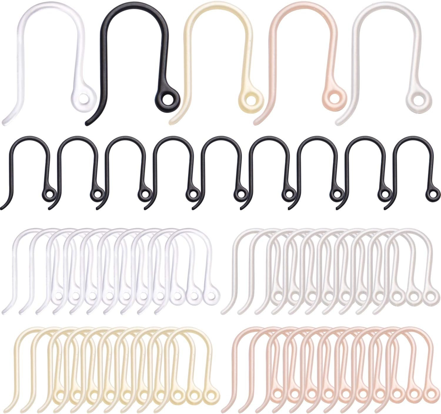 Plastic Earring Hooks, 50Pcs Non-Allergenic Plastic Earring Hooks Safety Ear