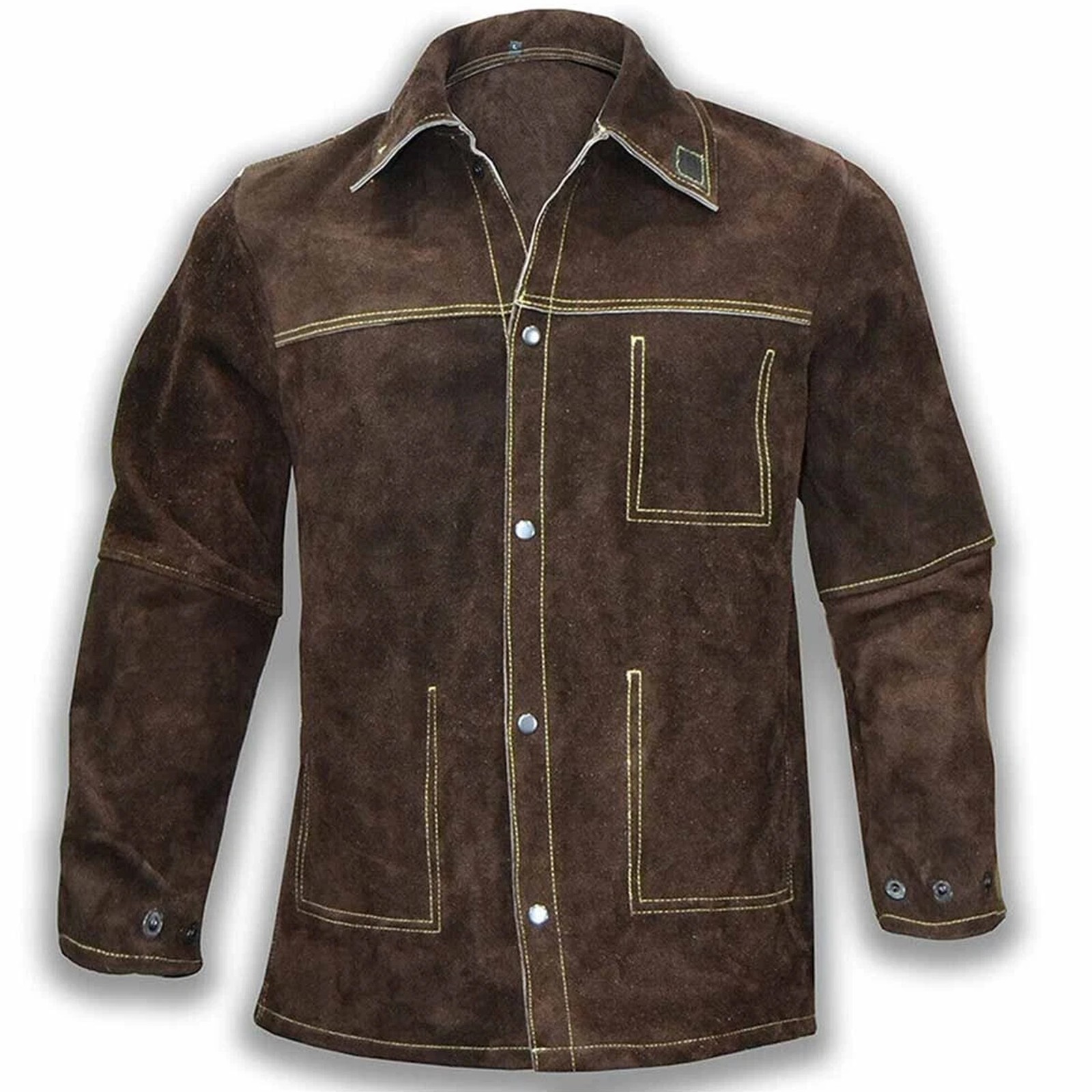 Leather Welding Jacket Flame Resistant Cowhide Leather Jacket Heavy Duty Welder