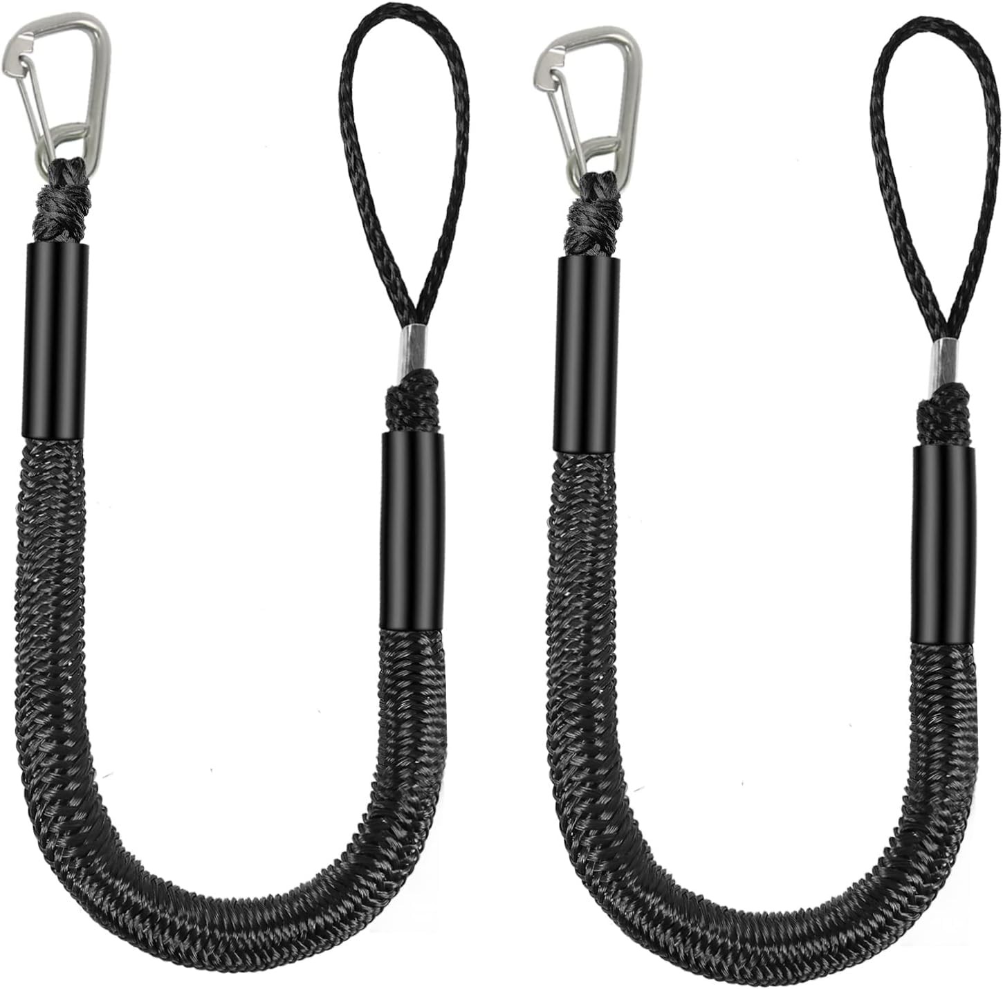 2 PCS 4 FT Bungee Cord Rope Dock Line Shock Absorb Marine Mooring Black