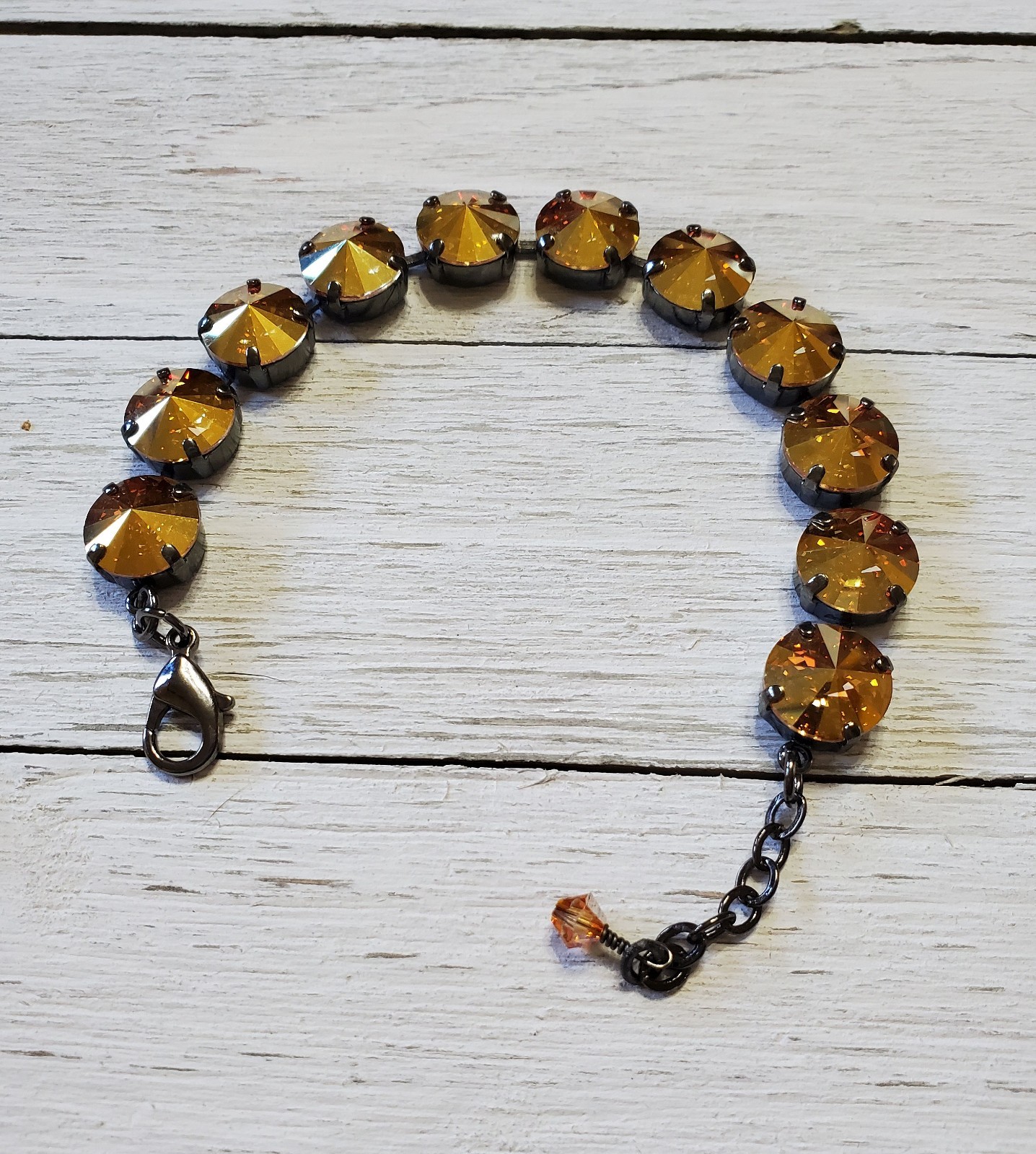 CB12-1 TheSparkledShell Metallic Sunshine Crystal 12mm Cup Chain Bracelet