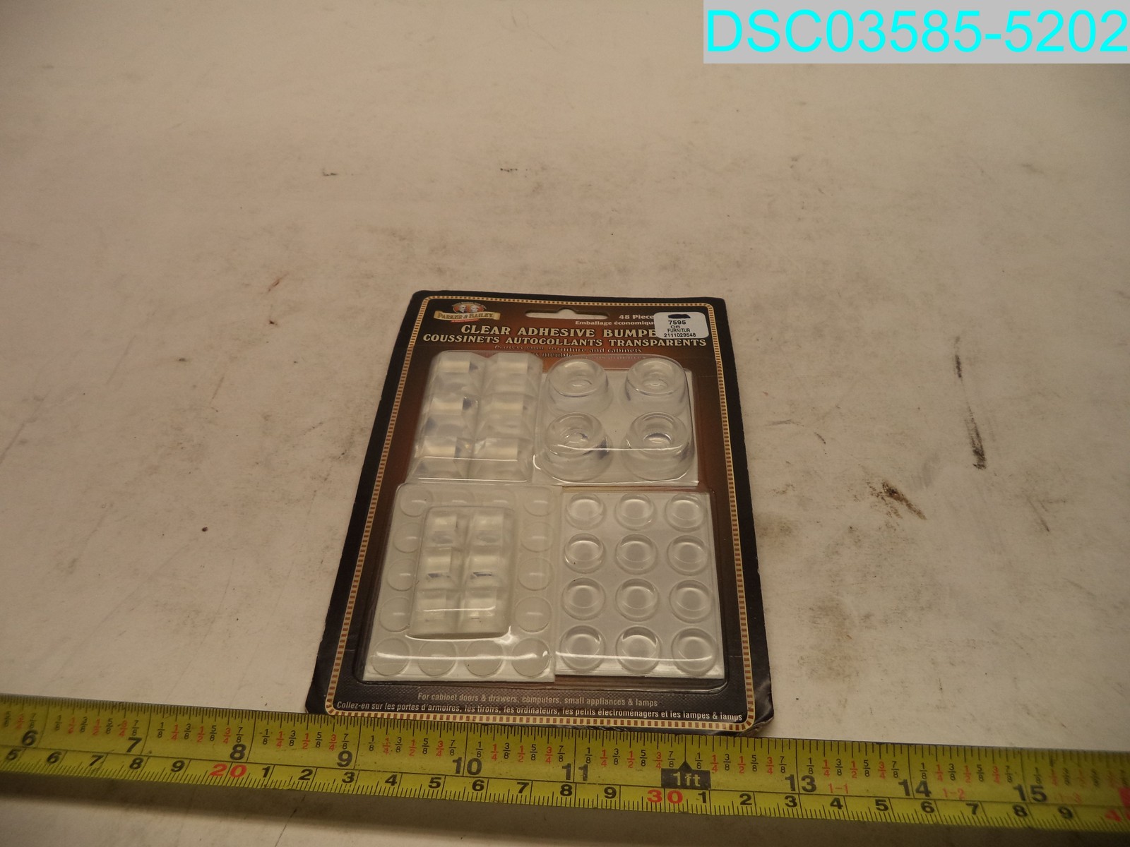 QTY=144: 295482 Parker & Bailey Furniture Bumpers Clear Adhesive 721110295482