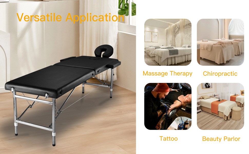 84" Professional Metal Massage Table Adjustable Height, Portable With Carry Case