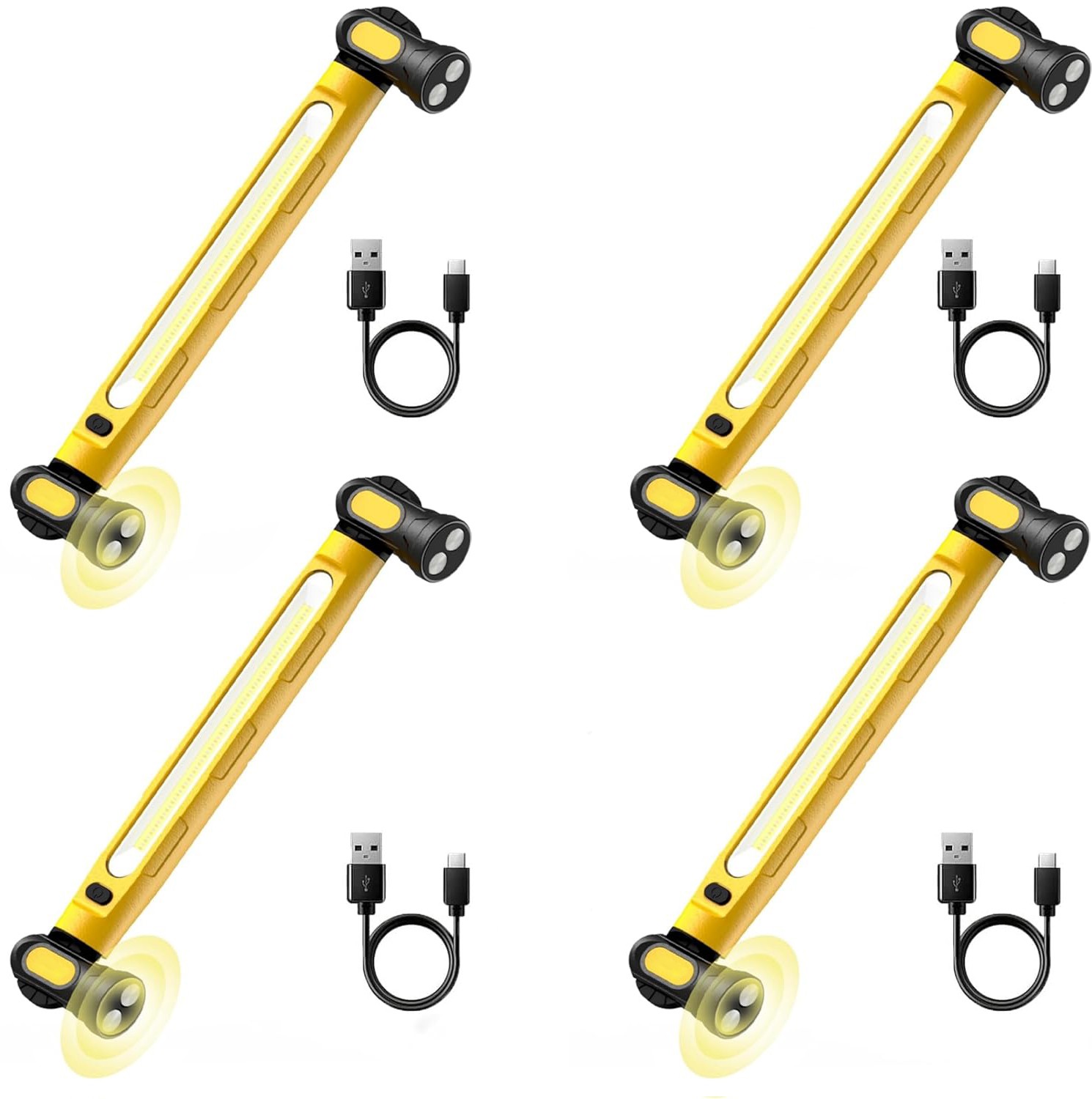 4X Under Hood Work Light Bar 3000LM LED Magnetic Light Bar with Hooks Rechargeab