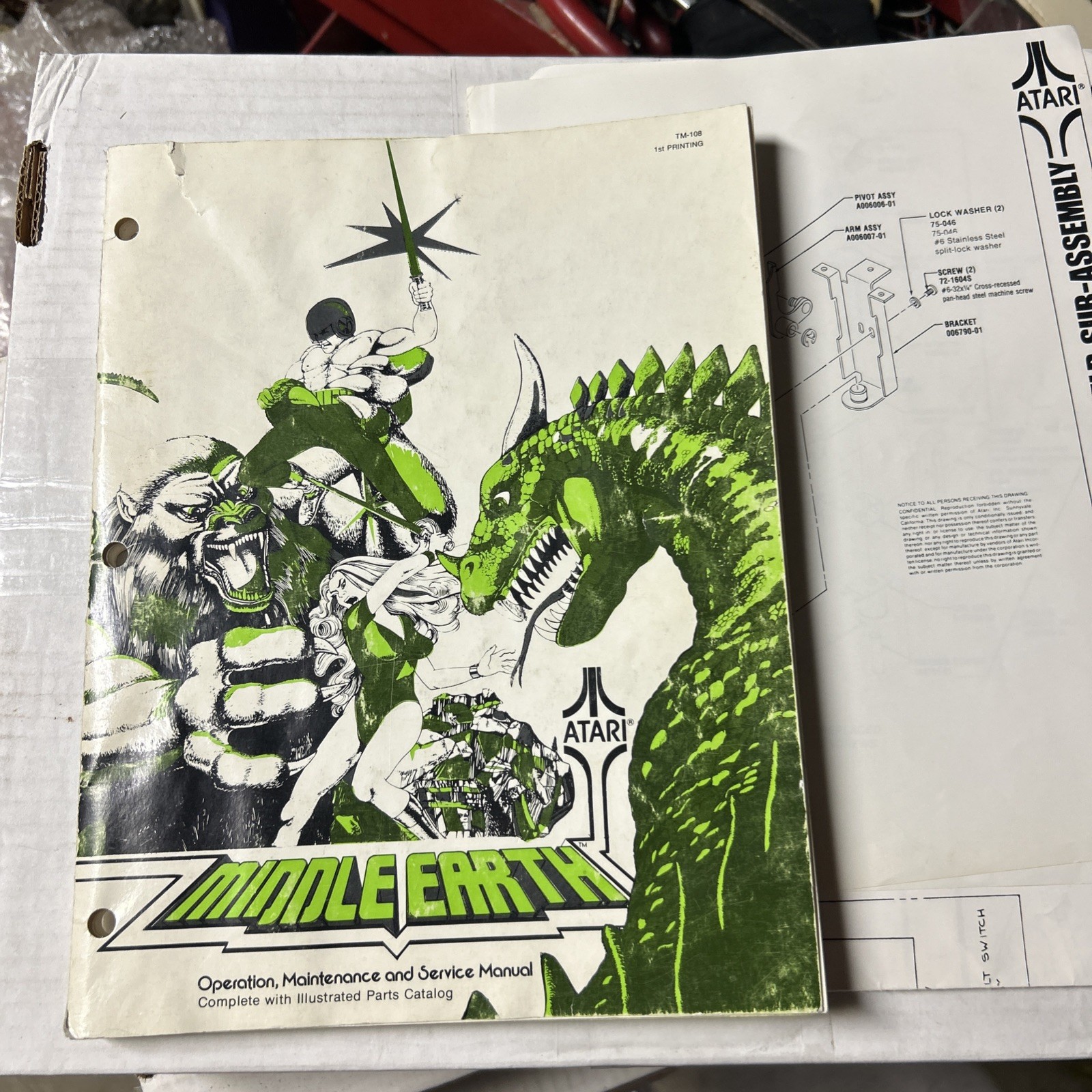 Original Middle Earth Atari Pinball Set With Schematics arcade game manual