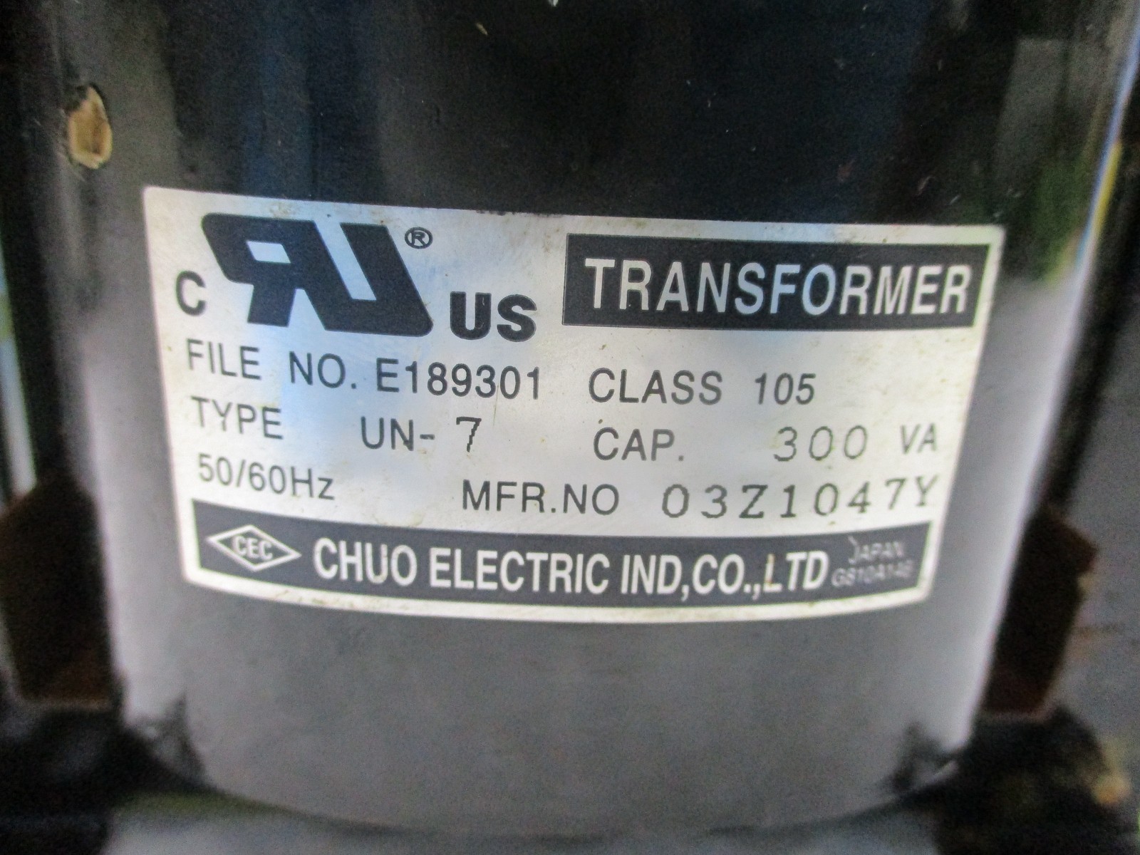 CHUO ELECTRIC E189301 TRANSFORMER NSNP