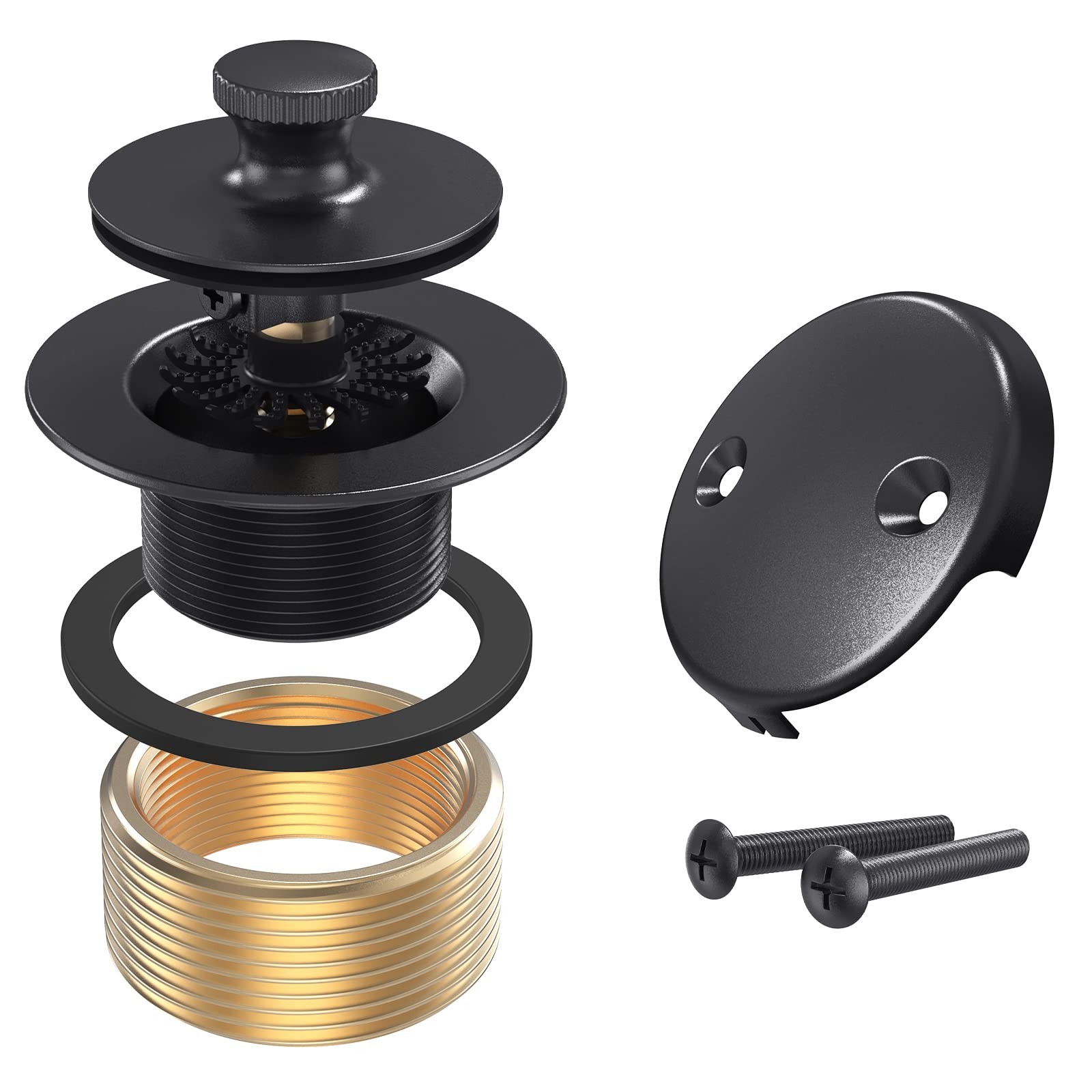 Matte Black Tub Drain and Overflow Kit, Replacement Bath