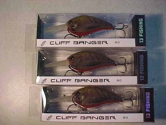 3 NEW 13 CLIFF BANGER 60 LURES CRANKBAITS 1/2oz. day old guac BASS LURE