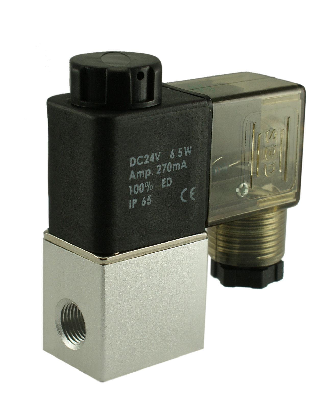 1/4" Normally Closed Direct Acting Air Water Electric Solenoid Valve 24V DC DIN