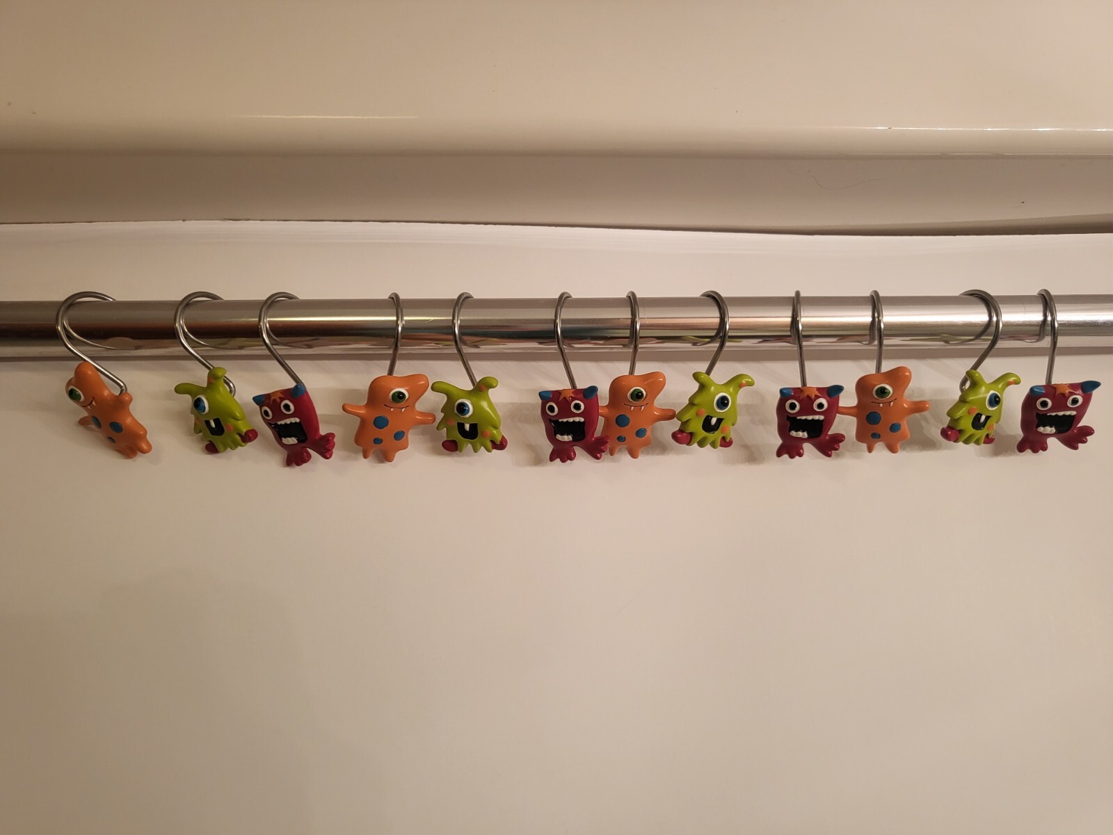 Set of 12 Jumping Bean Monster Shower Hooks Bathroom Decor Kids