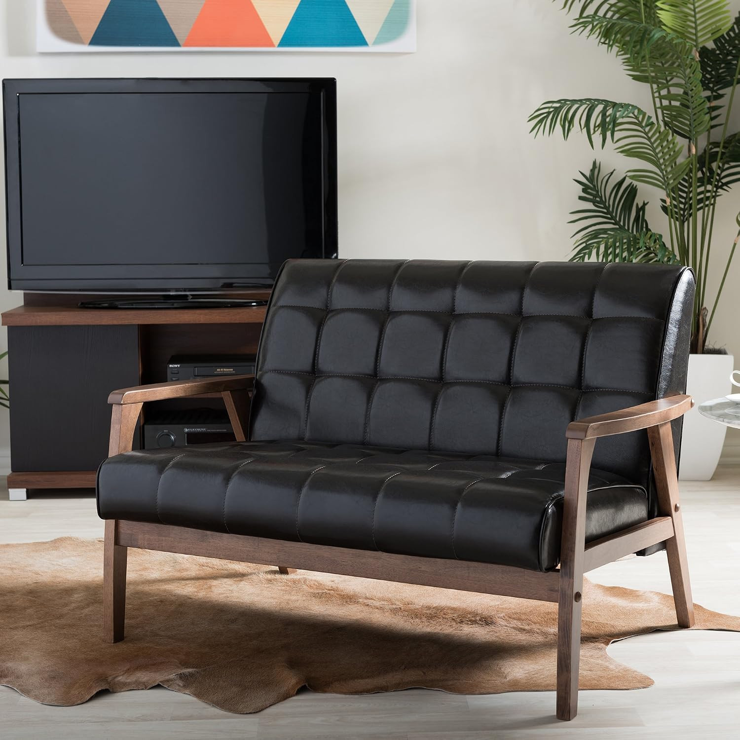 Mid-Century Masterpieces Love Seat, Brown