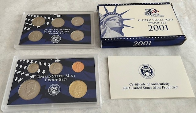 2001 U.S. Mint Proof 10-Coin Full Set w/ Certificate of Authenticity