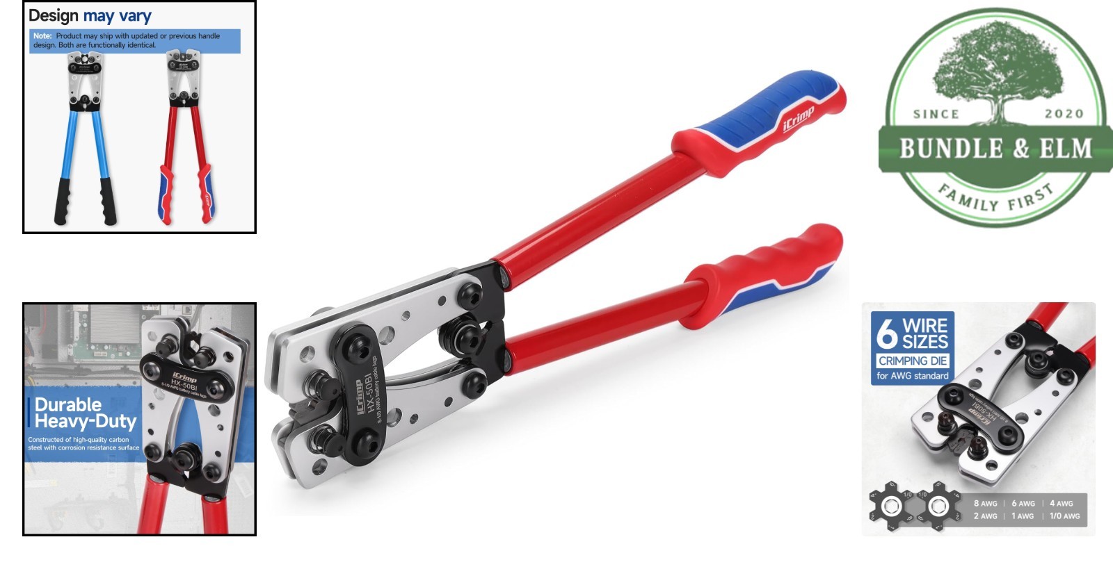 Durable Cable Lug Crimper with Precise Hexagonal Dies for Strong Connections