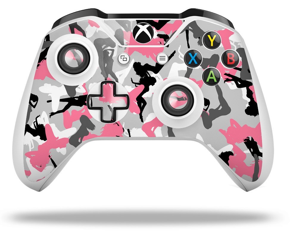 Skin for XBOX One S X Controller Sexy Girl Silhouette Camo Pink Vinyl Decal