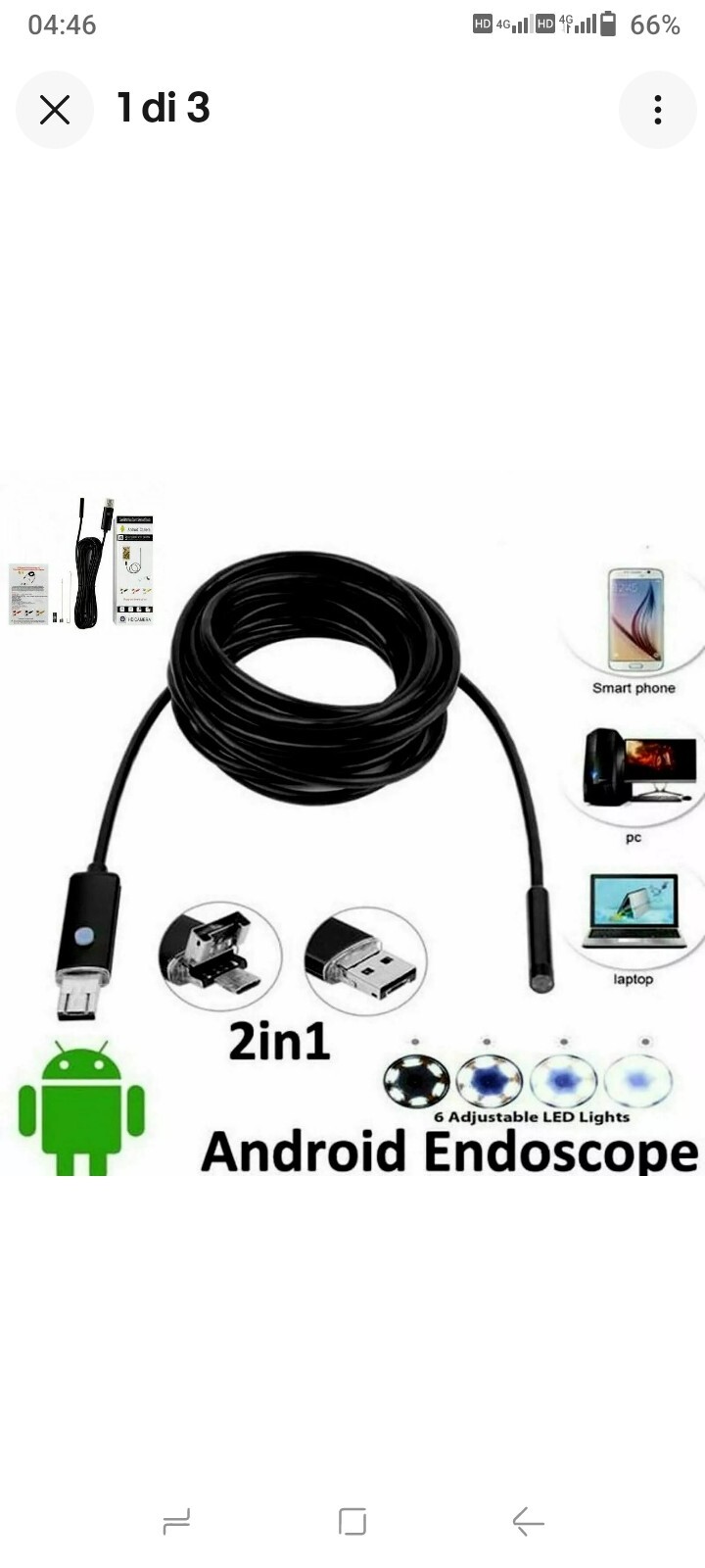 ENDOSCOPIC CAMERA 6 LED HOSE USB WATERPROOF INSPECTION KIT