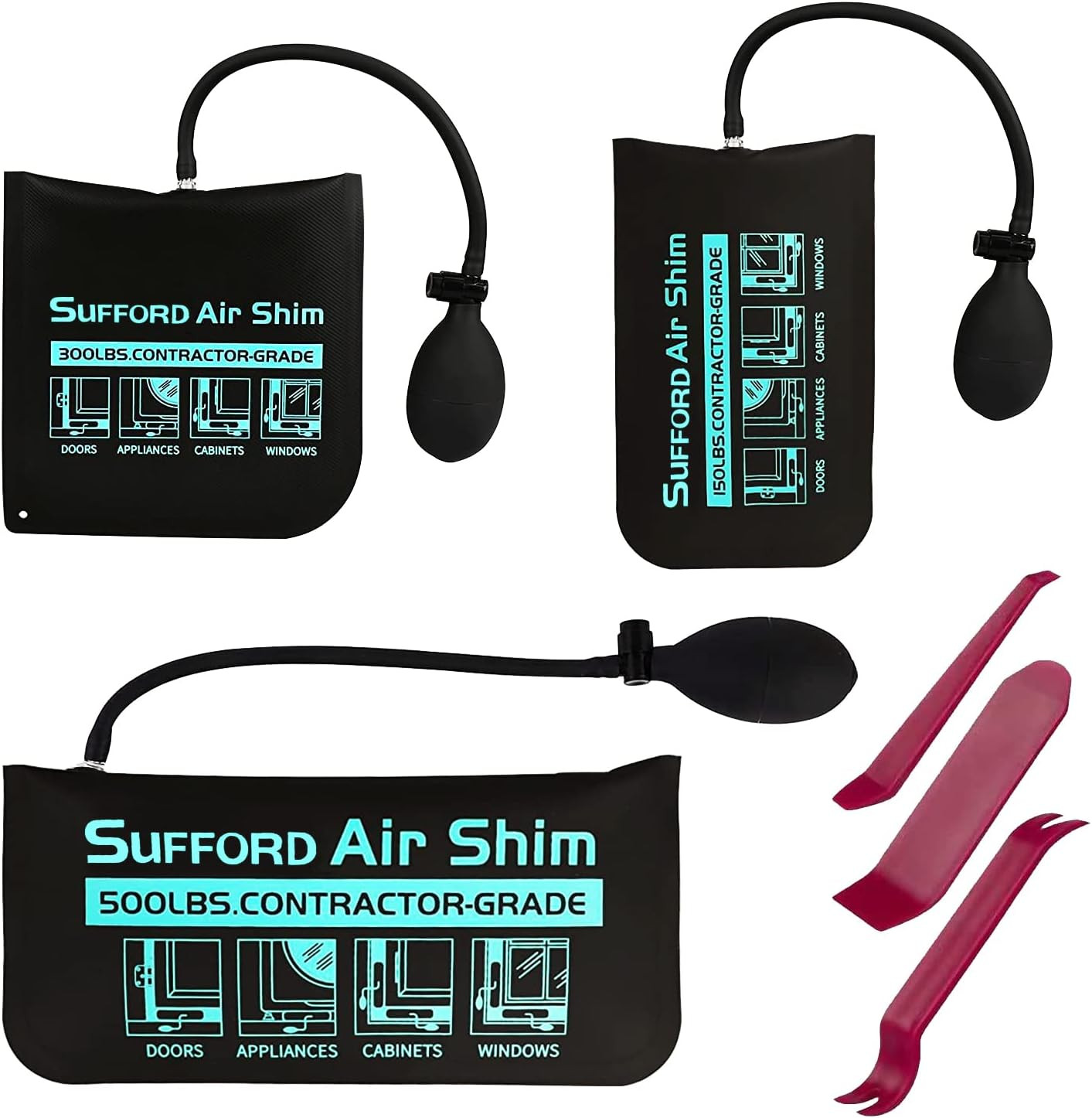 Air Wedge Bag, 3 Pack Commercial Grade Air Wedge Bag Pump Professional Leveli...