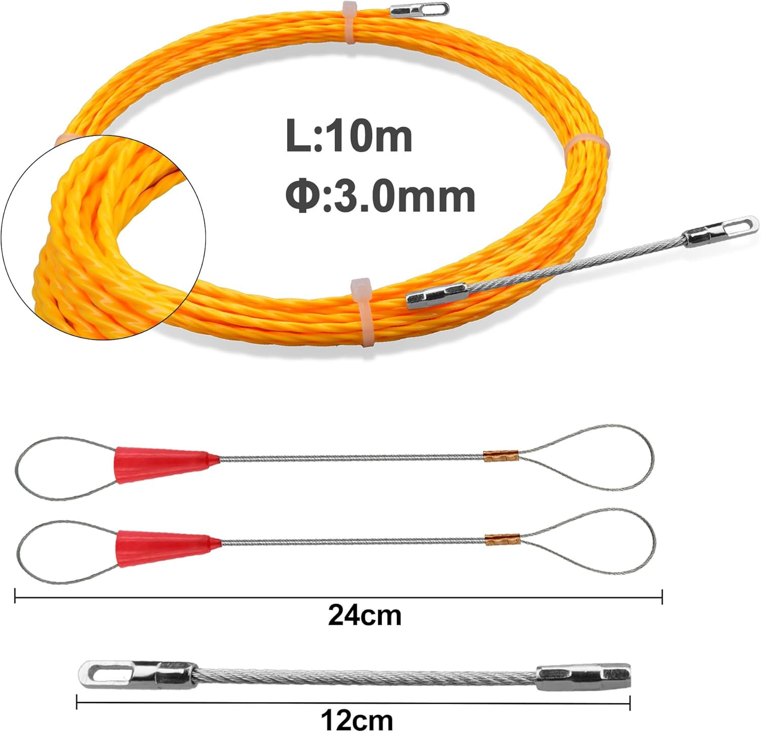 Electrical Fish Tape 10m | 3.0 mm Wire Fish Tape Wire Puller | Wire Snake for Ru