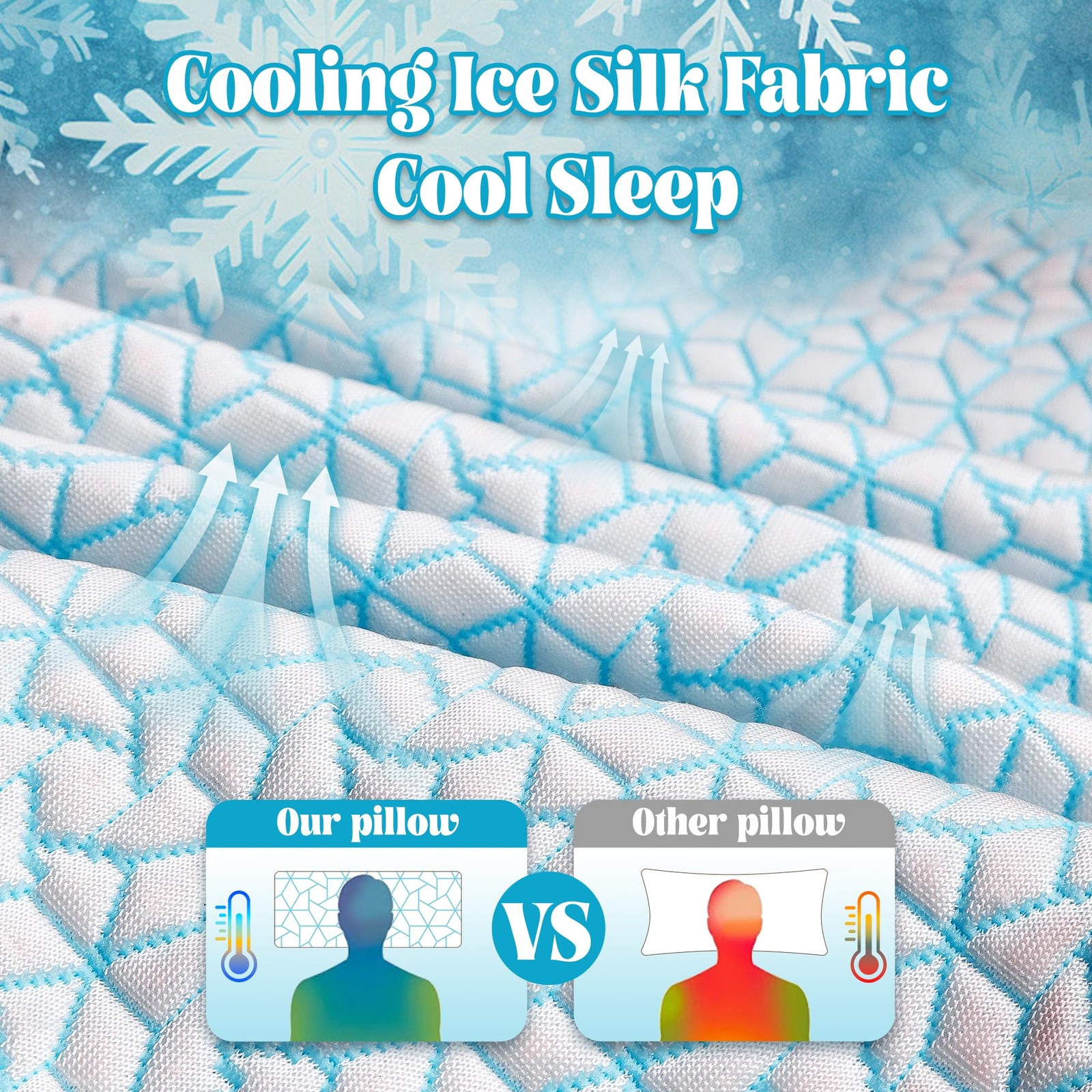 Cooling Cube Pillow for Side Sleepers, 40D High-Density Memory Foam Support H...