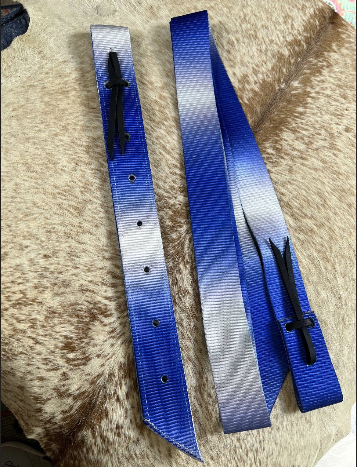 Blue Ombre Nylon Western Saddle Cinch Tie Strap & Off Billet SET New Horse Tack