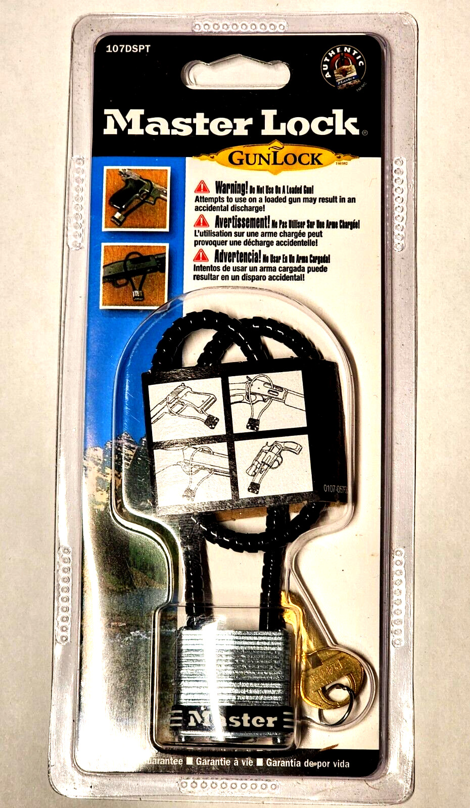 MASTER LOCK GUNLOCK Padlock Keyed Flexible Shackle 107DSPT