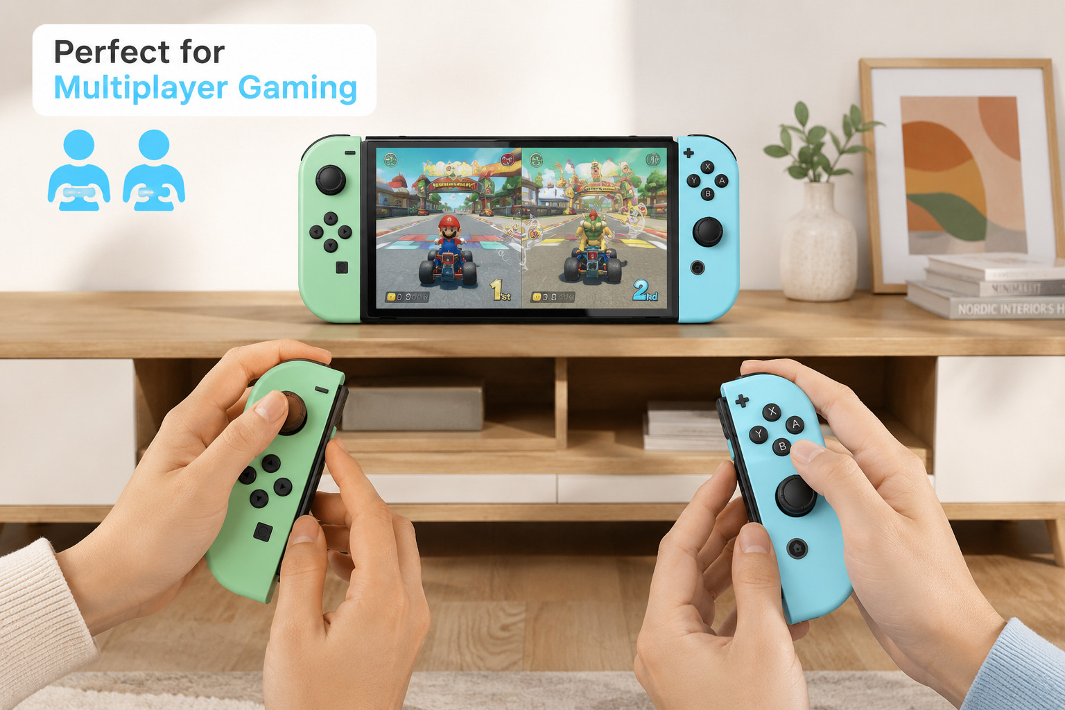 Wireless Controller Pair Compatible with Nintendo Switch L/R Green Blue