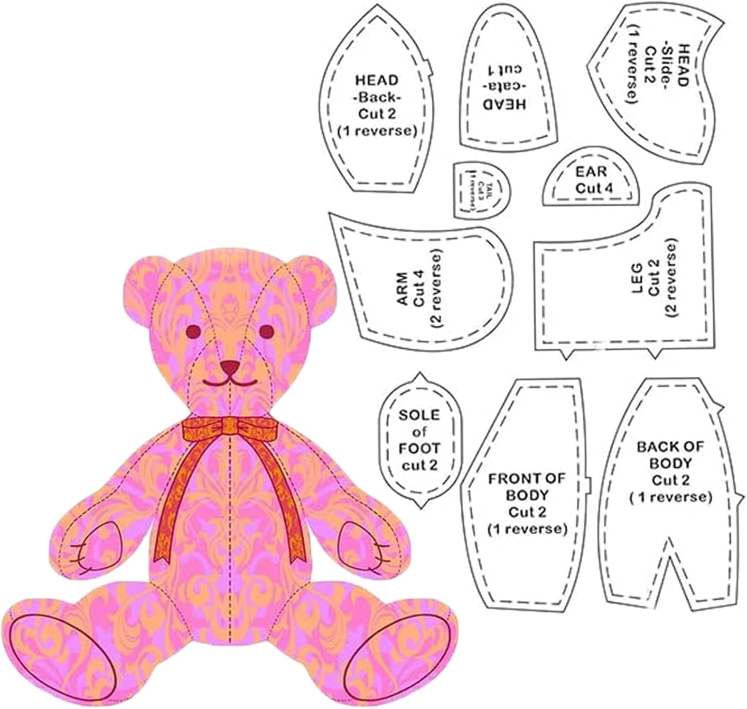 Memory Bear Template Ruler Set with Instructions - Acrylic Quilting Cutting Set