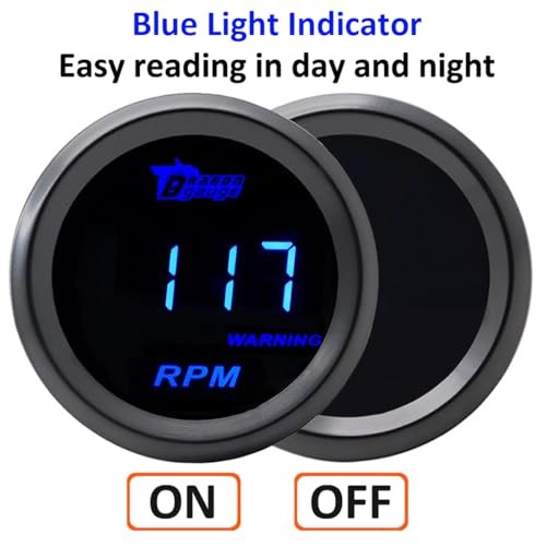Car Tacho Gauge 12V Auto Tachometer Gauge RPM 2" 52mm Meter Blue Light Tacho