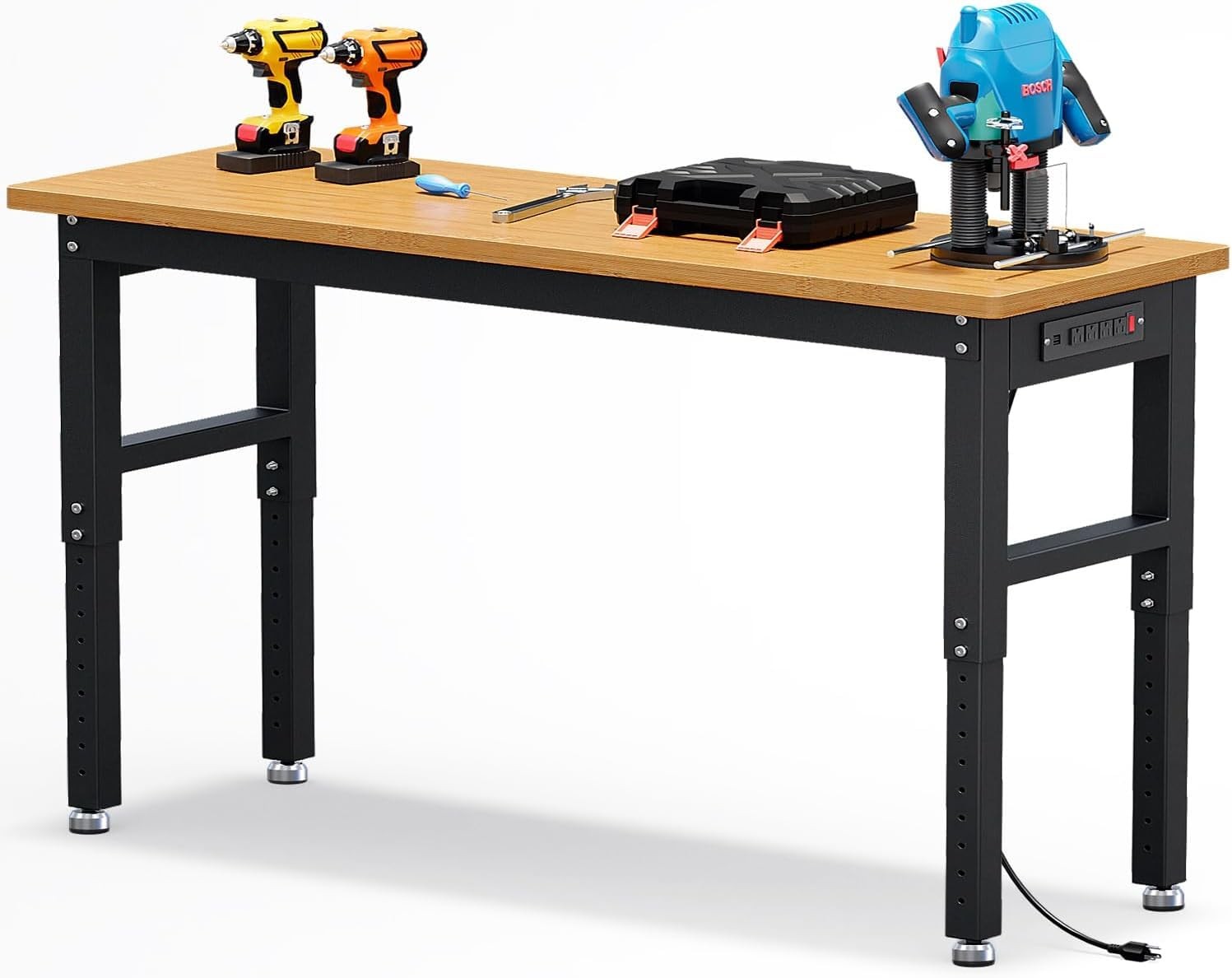 ECOEXPLORER 60" Workbench, 2200lbs Weight Capacity, BAMBOO WOOD - Black