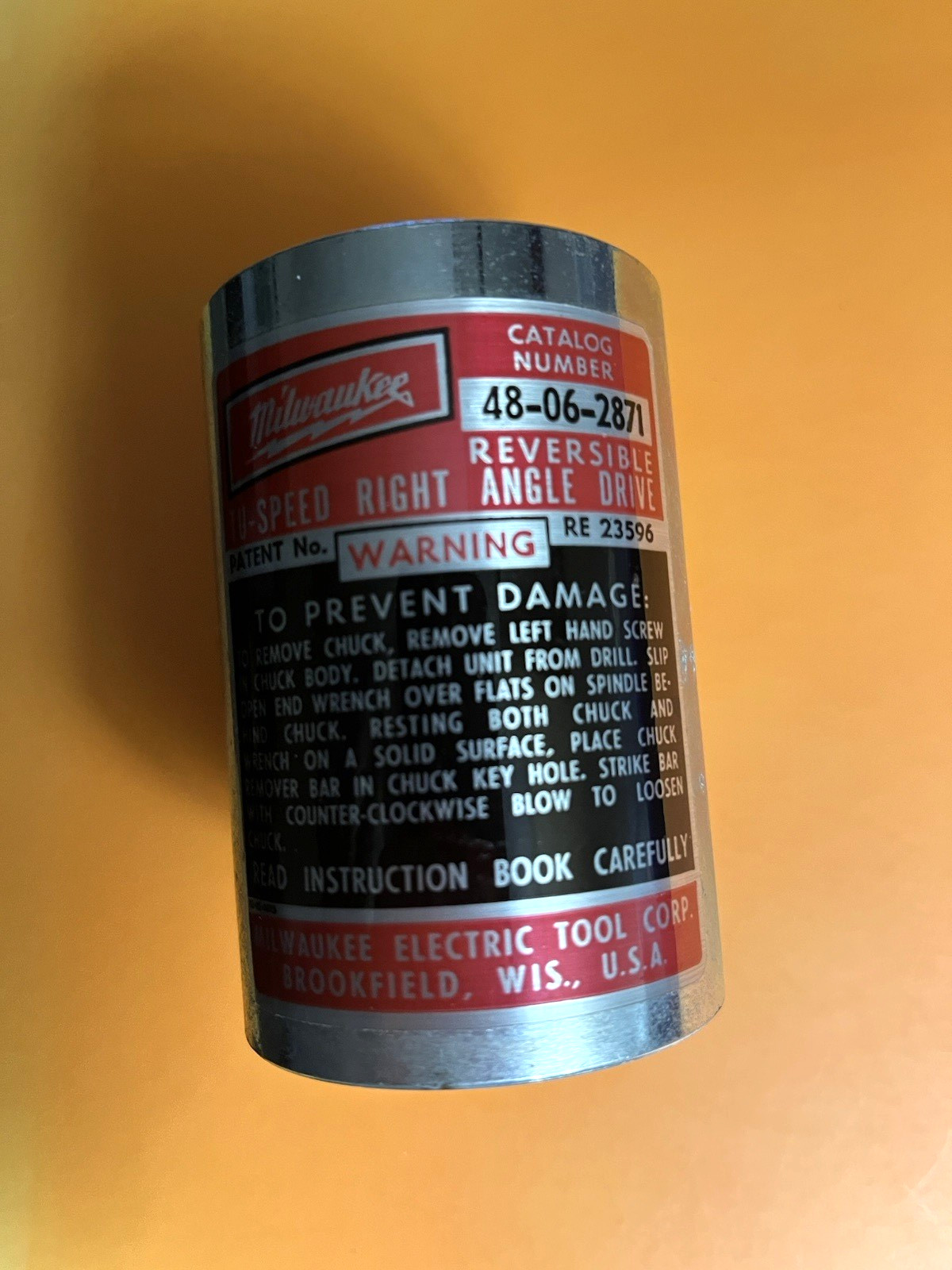 Milwaukee Right Angle Drive Unit #48-06-2871 USA Milwaukee Electric Tool Corp.