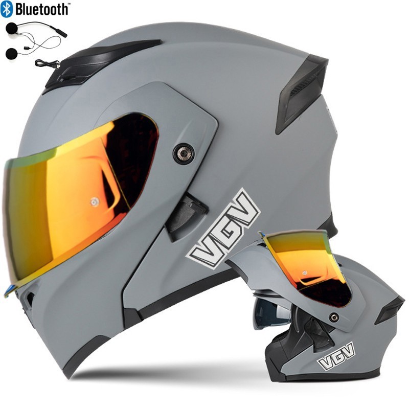 DOT Bluetooth Flip Up Modular Motorcycle Helmets Motorbike Helmet W/Sun Glasses