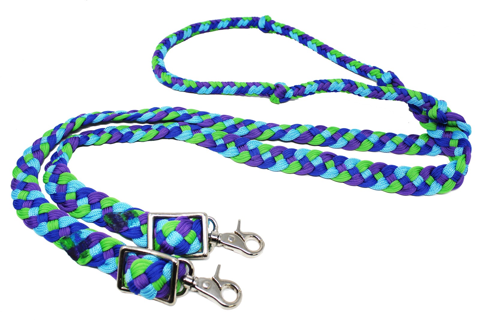 Horse Western 8' Long Nylon Braided 8 Ft. Knotted Barrel Roping Reins Tack