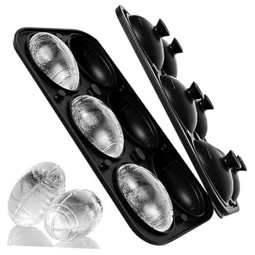 Silicone Large Ice Cube Tray, 6 Big American 6 Pack Large Ice Cubes Black