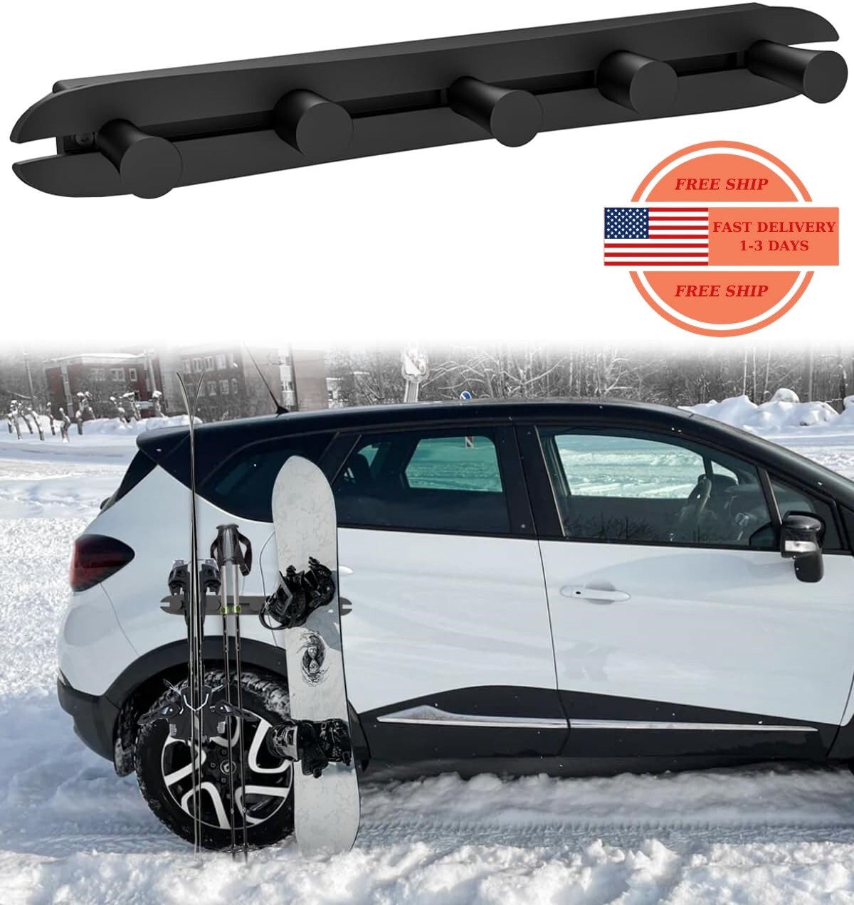 Portaesquís magnético para coche: soporte para evitar que los esquís y la tabla