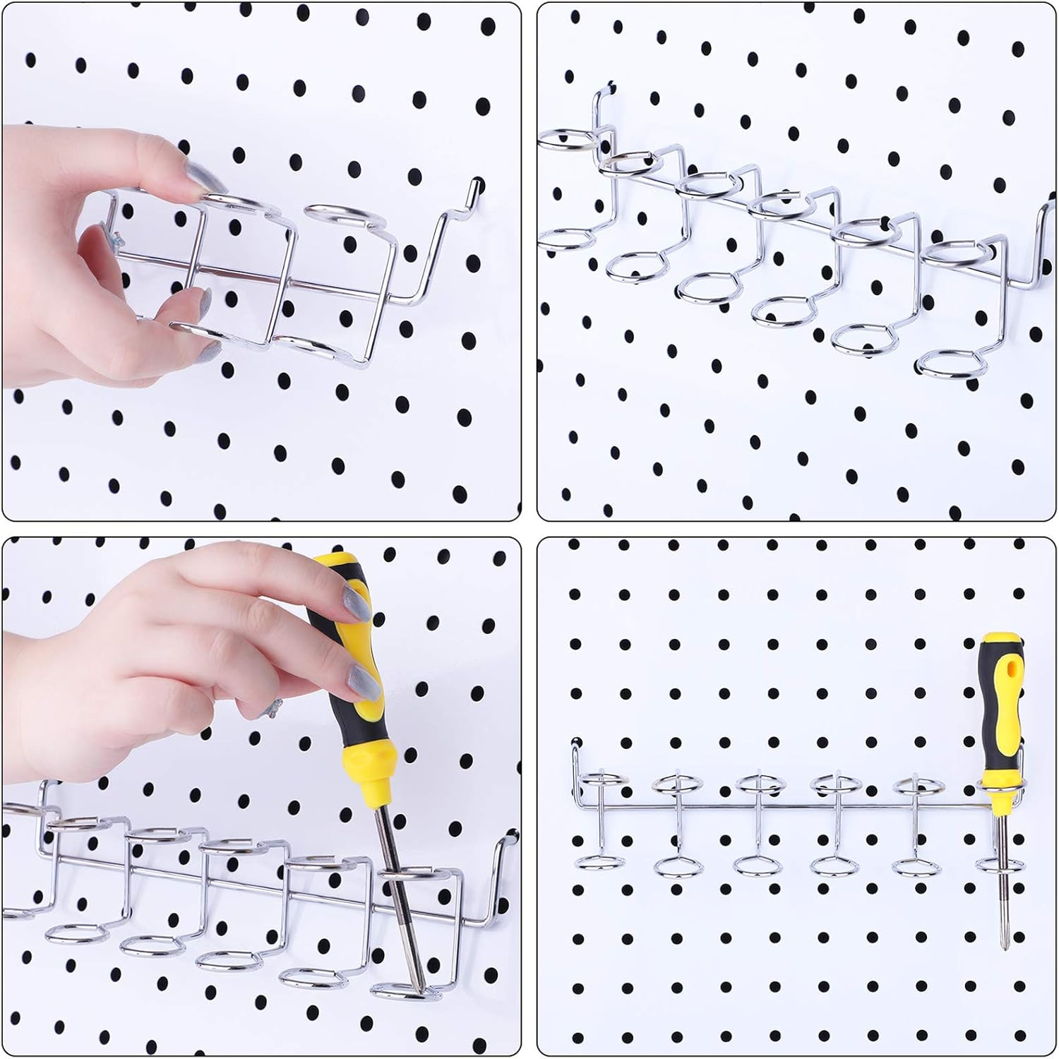 4 Pieces Pegboard Screwdriver Holders Peg Board Organizer Accessories Multi Ring