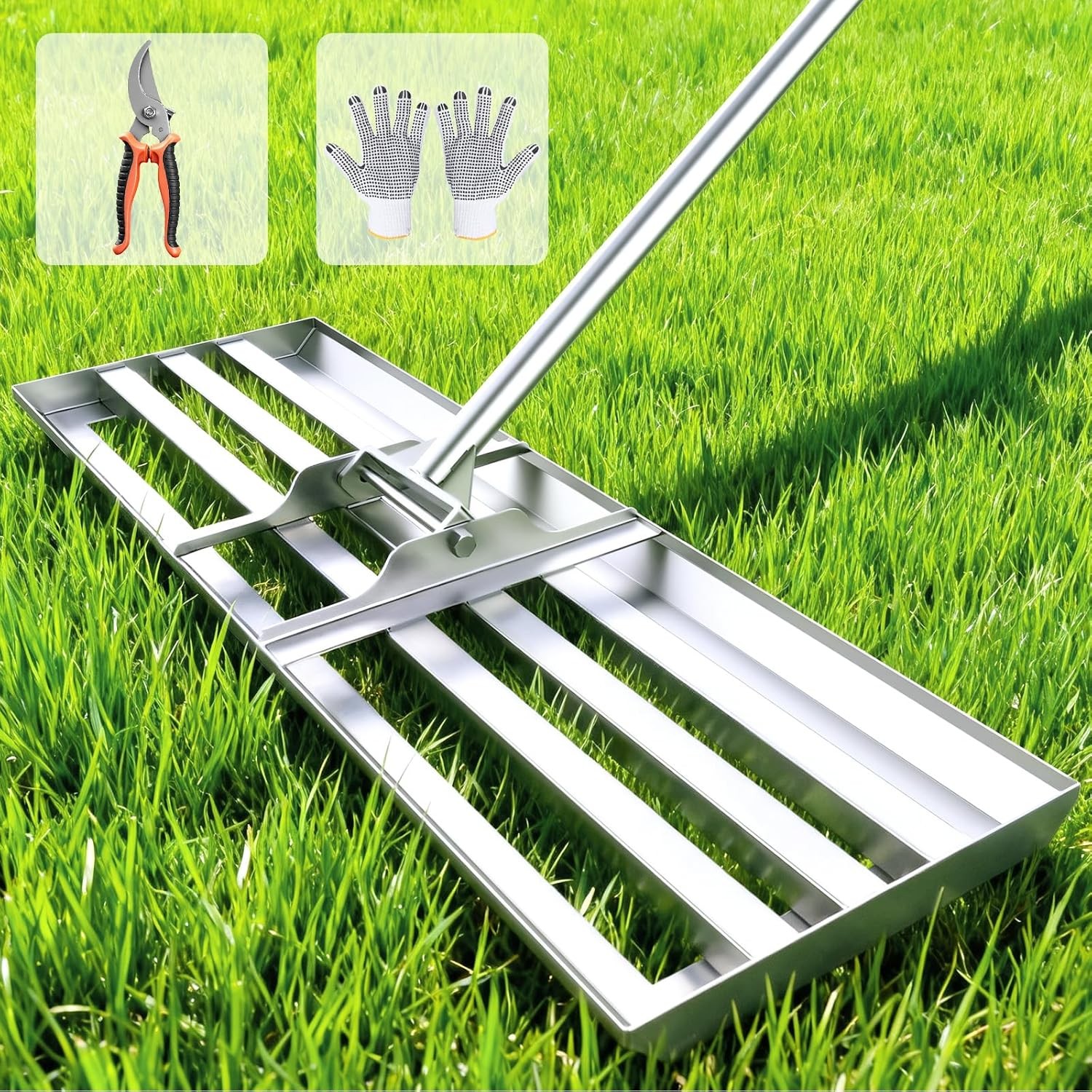 Lawn Leveling Rake 30"x10", Professional-Grade Stainless Steel Lawn Leveler Tool