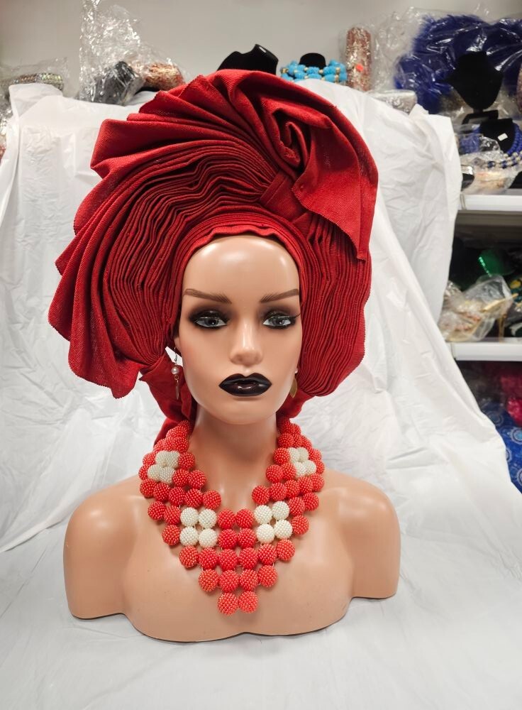 Beautiful Red Auto Gale pre tie Headtie