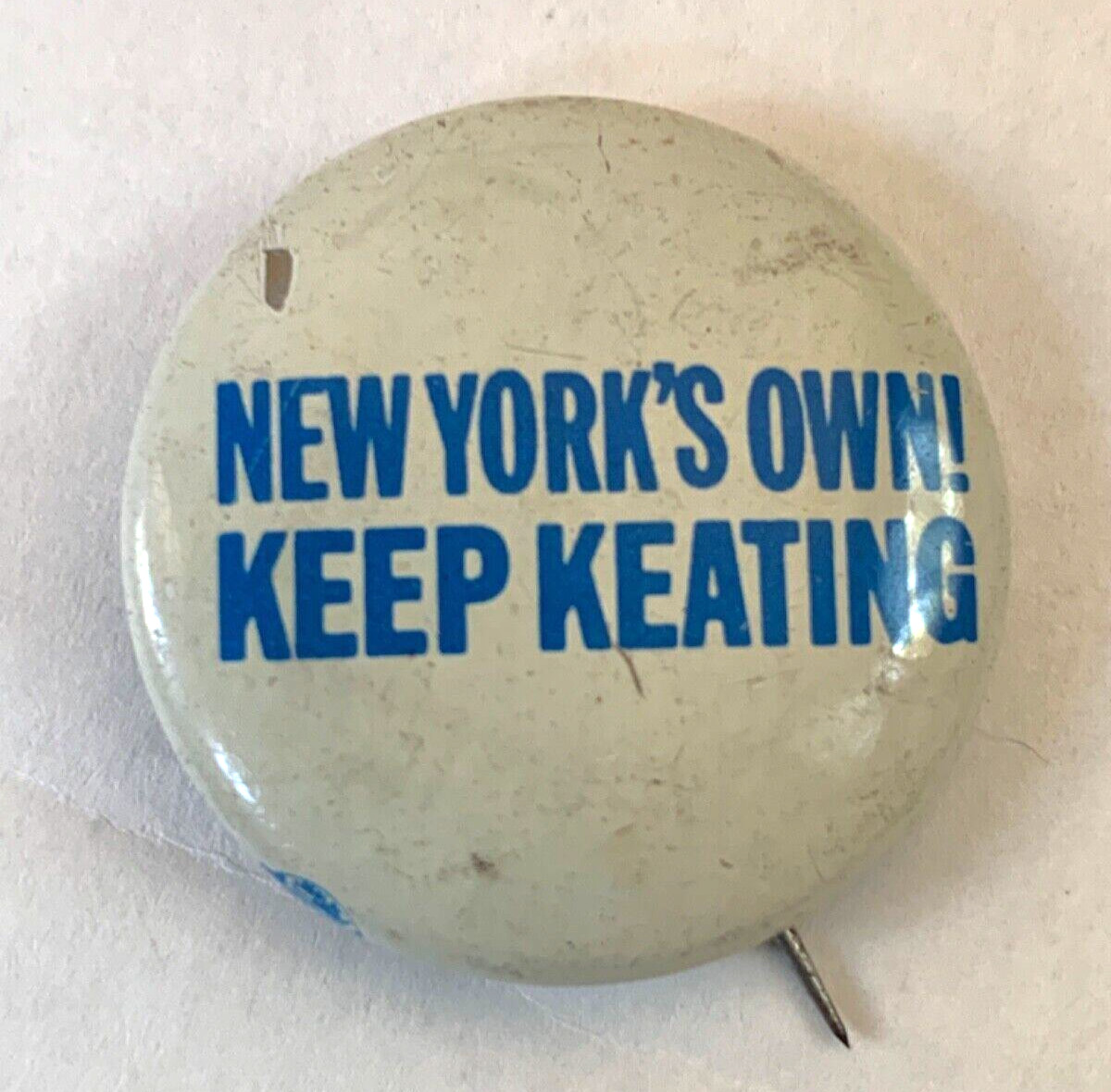 Pinback Campaign 1967 New York's Own! Keep Kenneth Keating Political Button Vtg